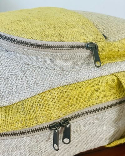 Hemp adult backpack Lemon yellow zipper