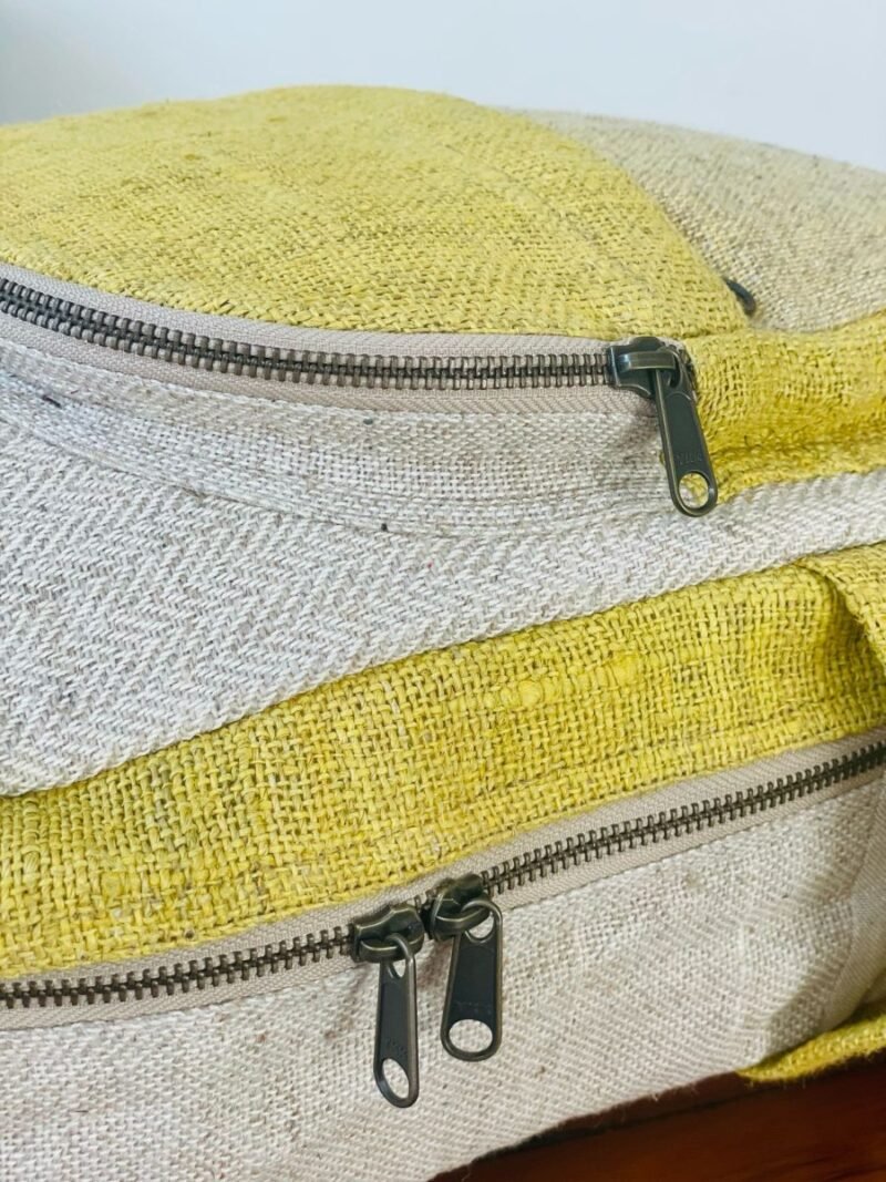 Hemp adult backpack Lemon yellow zipper