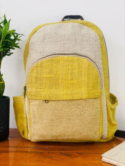 Hemp adult backpack Lemon yellow front view