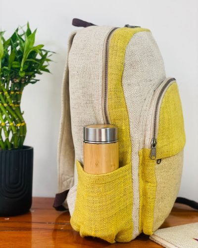 Hemp adult backpack Lemon yellow side view
