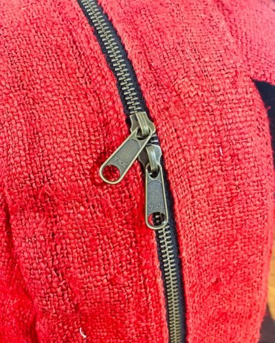Hemp adult backpack cherry red zippers