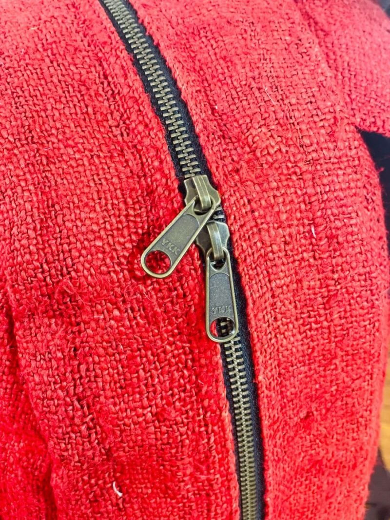 Hemp adult backpack cherry red zippers