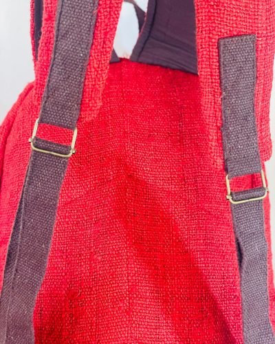 Hemp adult backpack cherry red adjustable straps