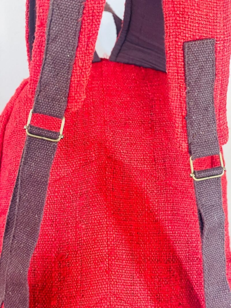 Hemp adult backpack cherry red adjustable straps