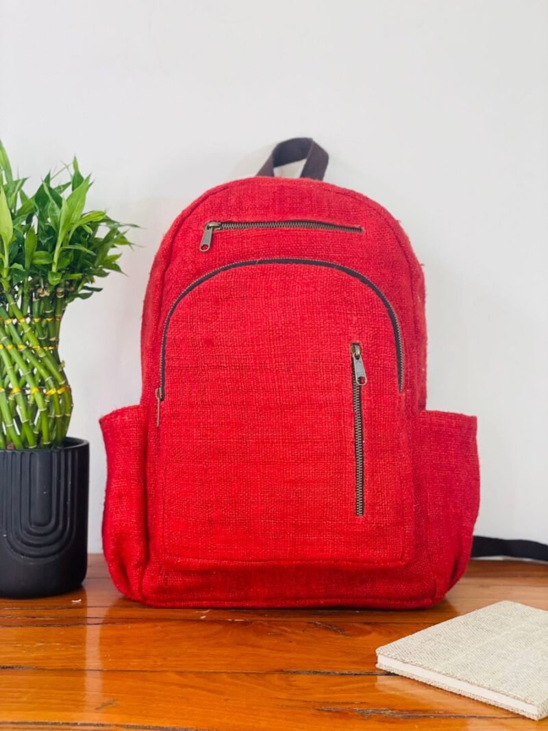 Hemp adult backpack cherry red front view