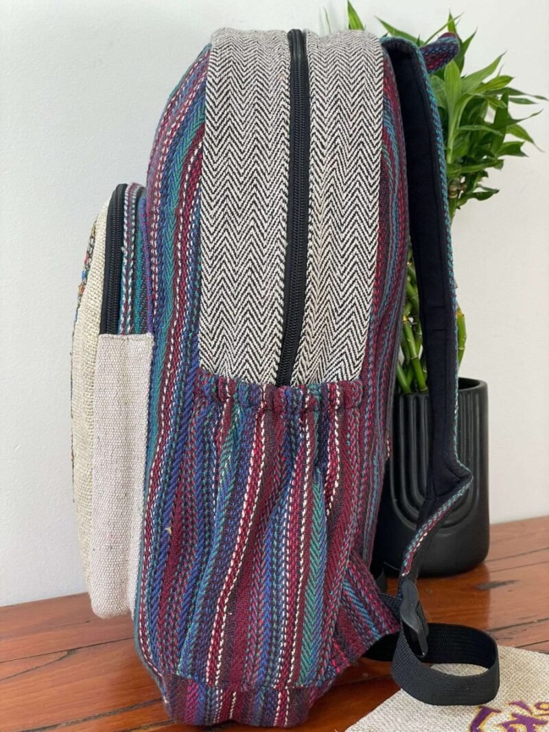 Dream catchers print hemp backpack side