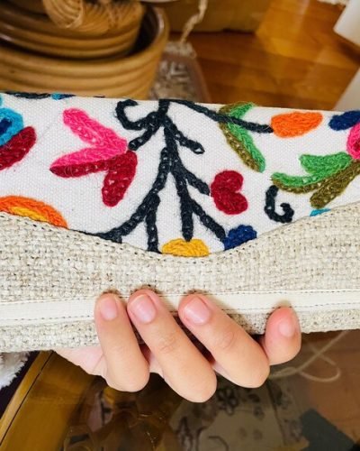 Embroidered ladies purse front view