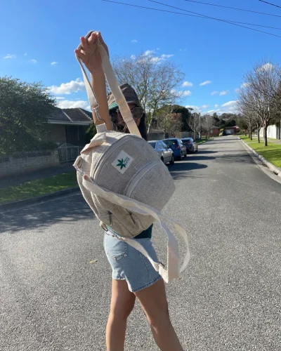 displaying a Hemp mini backpack
