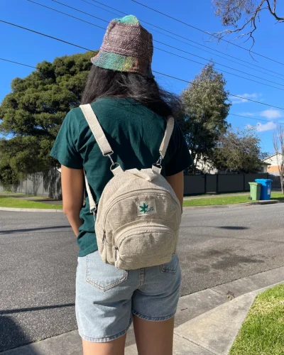 Natural color hemp mini backpack