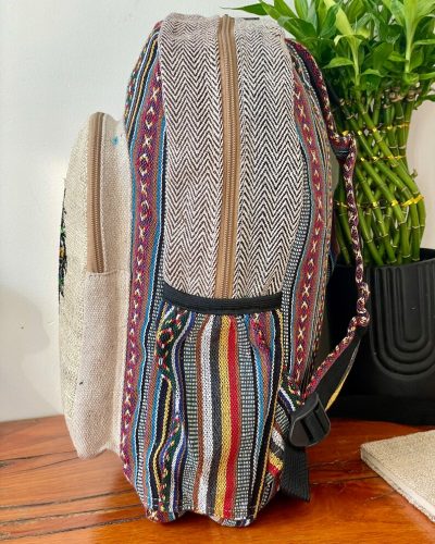 Hemp backpack side view