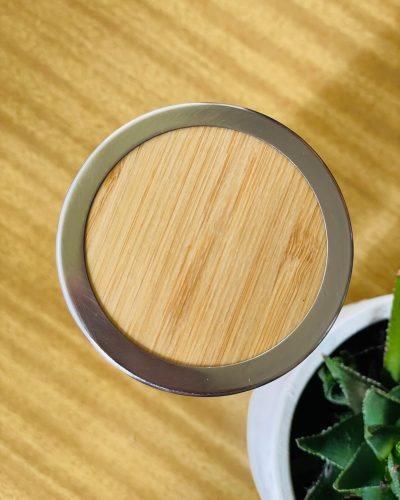 400ml Bamboo thermos top view