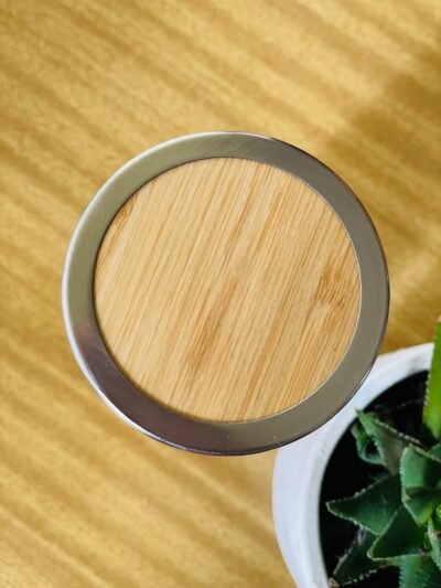 400ml Bamboo thermos top view