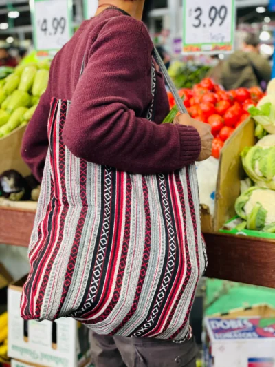 Large hemp tote bag in market