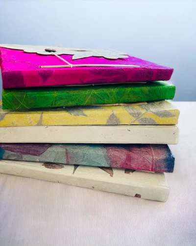 Handmade Paper Diaries in a stack