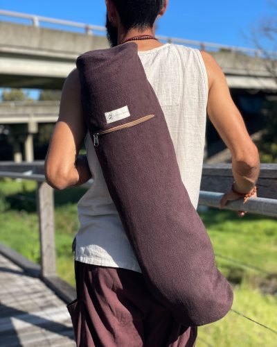 Maroon hemp yoga mat cover front view