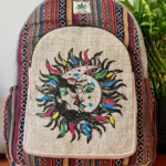 Printed Hemp backpack: sun and moon