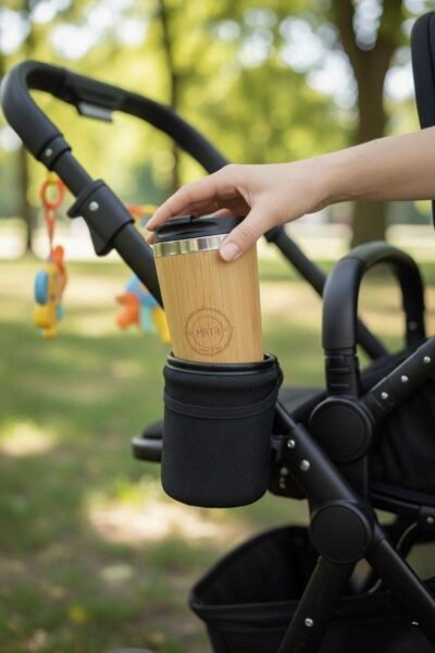 bamboo tumbler in baby pram cup holder
