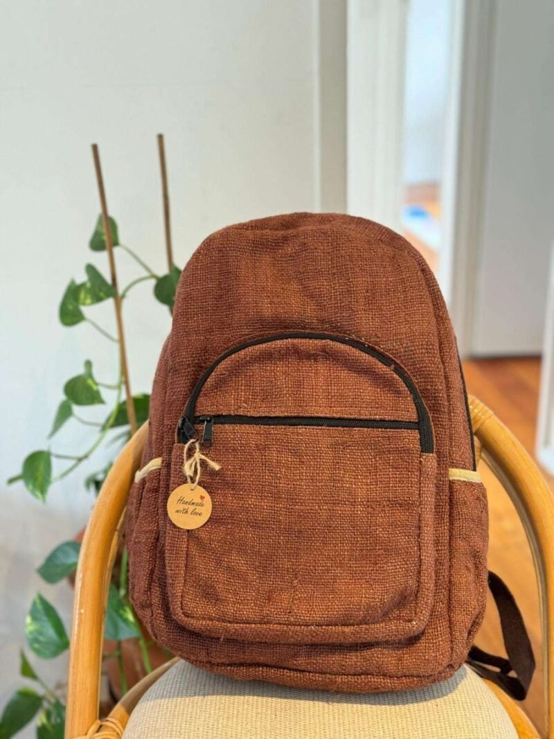 front view of brown earthbound backpack