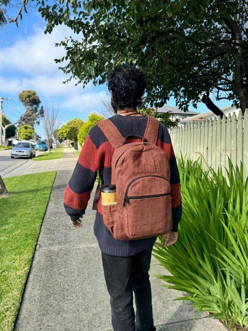 brown earthbound hemp backpack