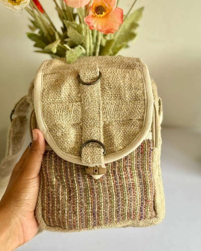 ecochic mini hemp side bag in beige