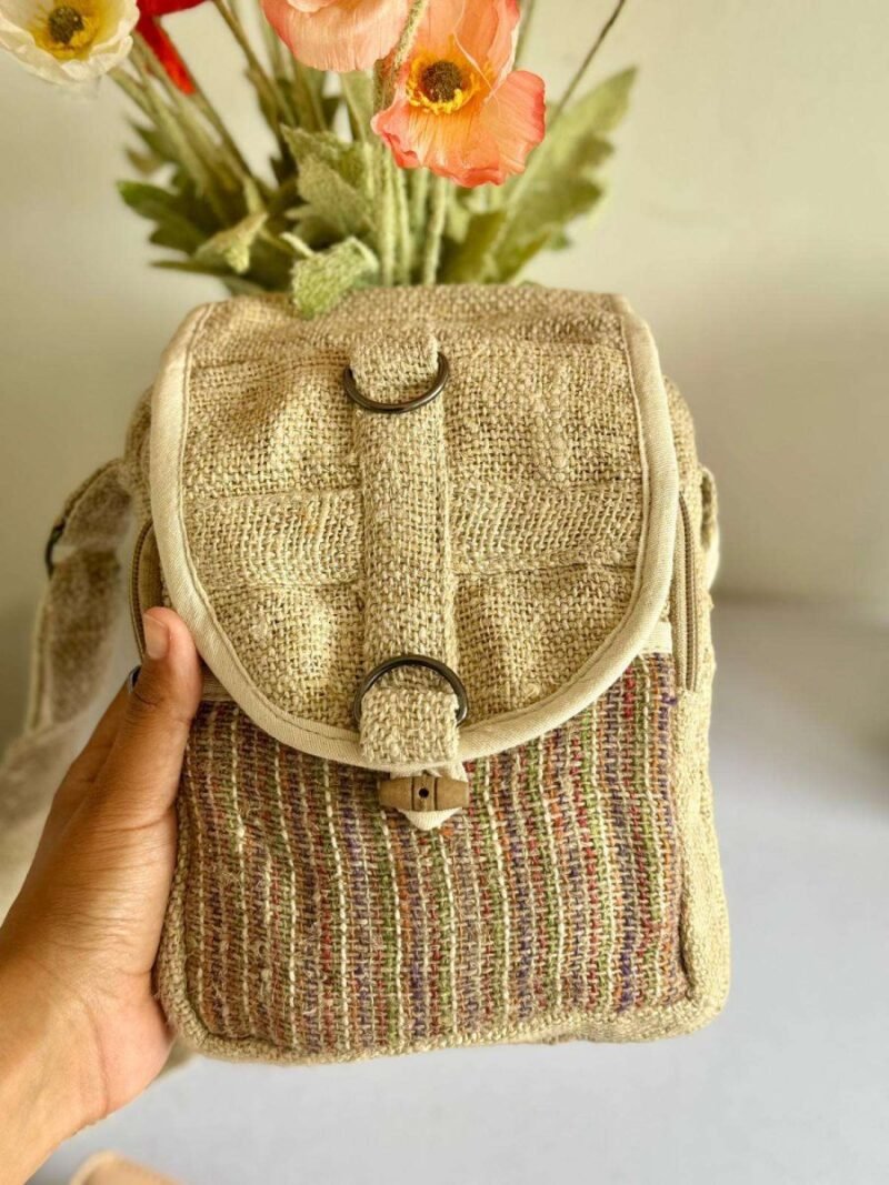 ecochic mini hemp side bag in beige