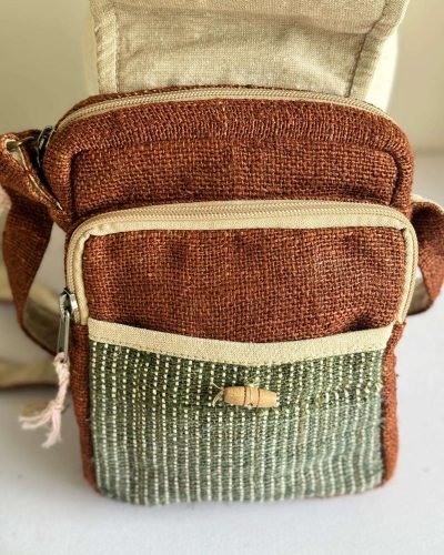 front view of brown explorer bag