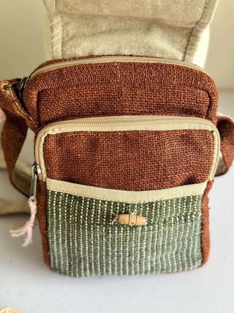 front view of brown explorer bag