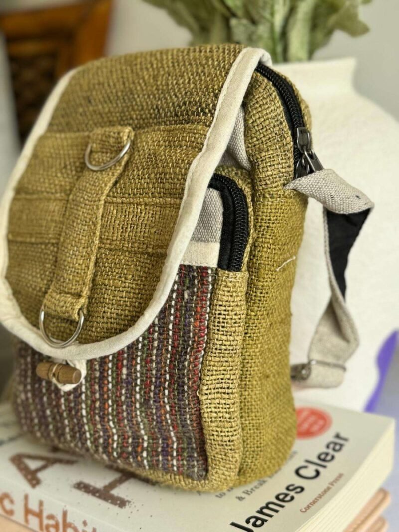 side view of green explorer hemp side bag