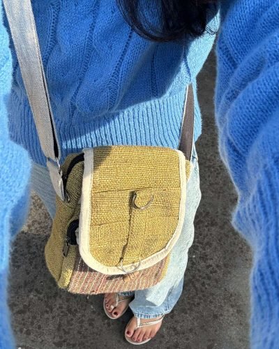 lime green hemp shoulder bag