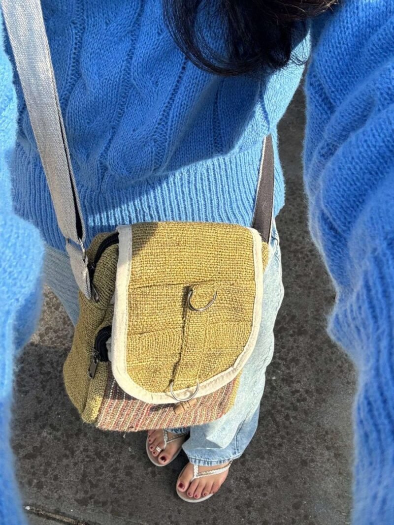 lime green hemp shoulder bag
