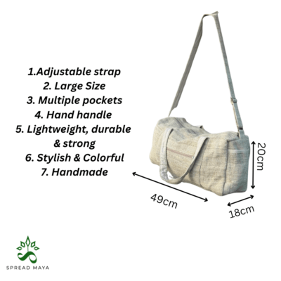 natural duffle bag description