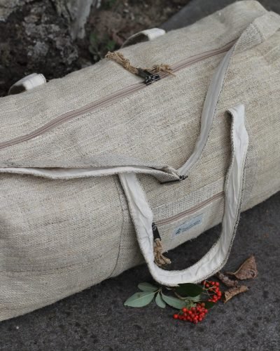 Beige natural hemp duffle bag