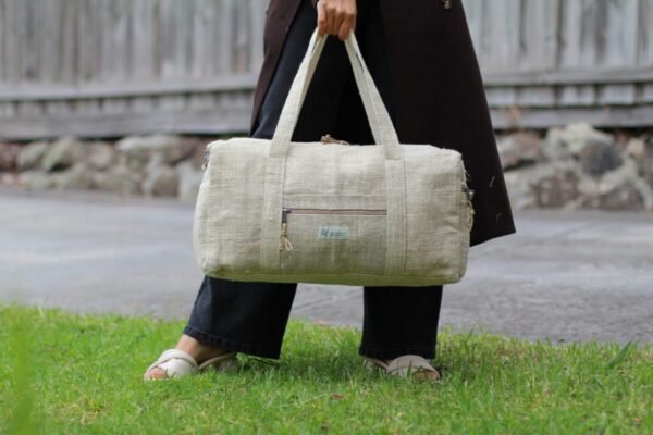 natural hemp duffle bag by spread maya