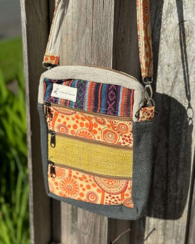 Lime green boho hemp side bag