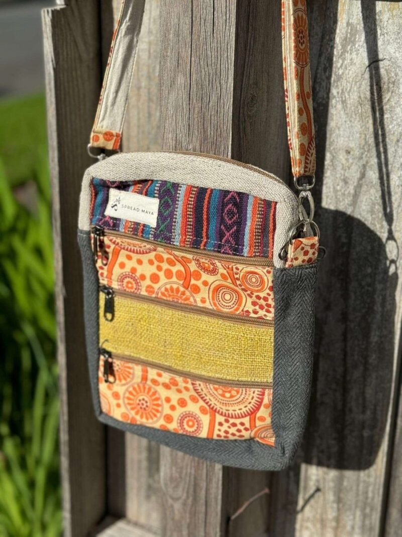 Lime green boho hemp side bag