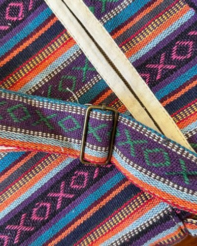 adjustable strap of colorful hemp side bag