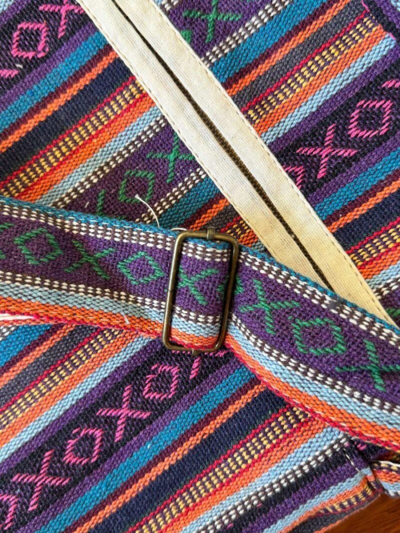 adjustable strap of colorful hemp side bag