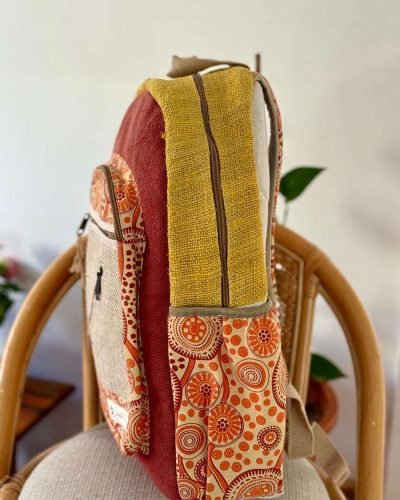 side view of color trail hemp backpack