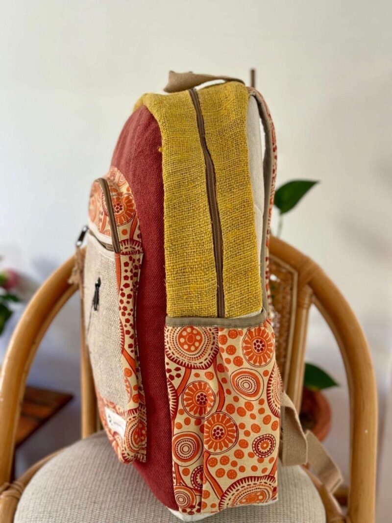 side view of color trail hemp backpack