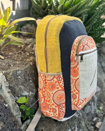 side view backpack yellow and black