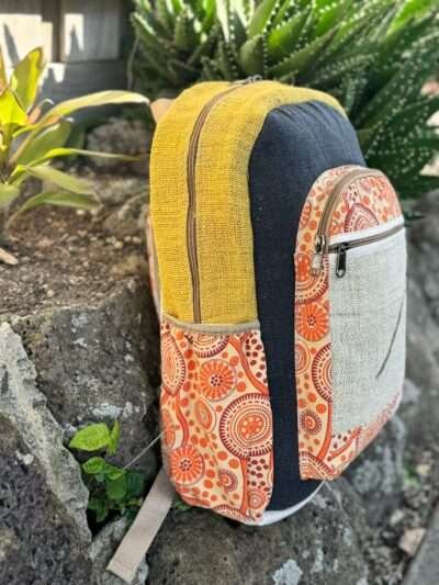 side view backpack yellow and black