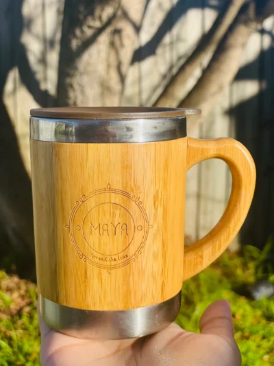 Bamboo coffee mug with handle