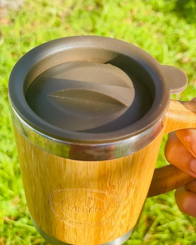 Bamboo coffee mug with handle