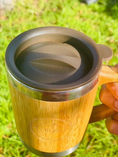 Bamboo coffee mug with handle