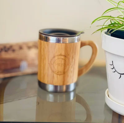 Bamboo coffee mug with handle