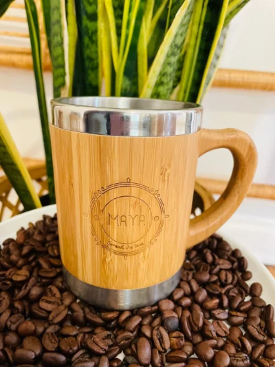 Bamboo coffee mug with handle