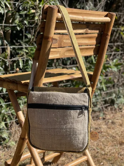 Hemp cross body bag back