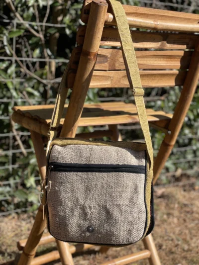 Hemp cross body bag back