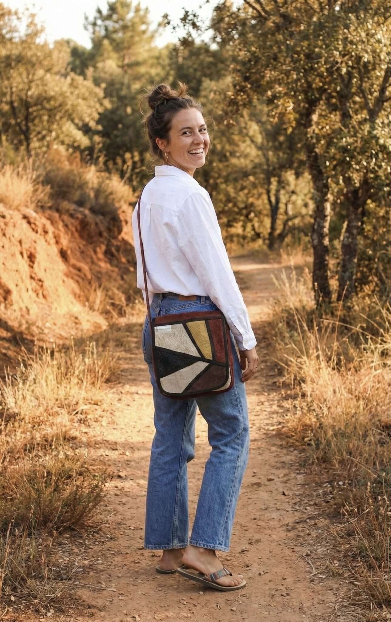 Brown Vibrant Hemp Side Bag | Eco Everyday Shoulder Bag - Image 2