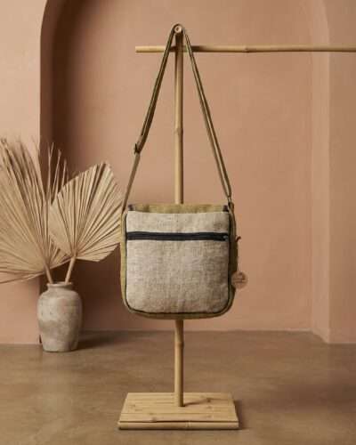 Brown Vibrant Hemp Side Bag | Eco Everyday Shoulder Bag - Image 3